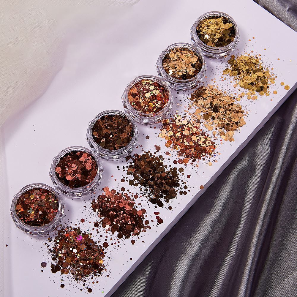 Nail Art 6Pcs Sequins Glitter Hexagon Flakes DIY Epoxy Silicone Mold Filling Kit