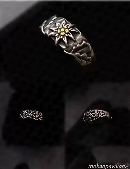 New WW1 WW2 German Mountain Edelweiss Ring Adjustable Size