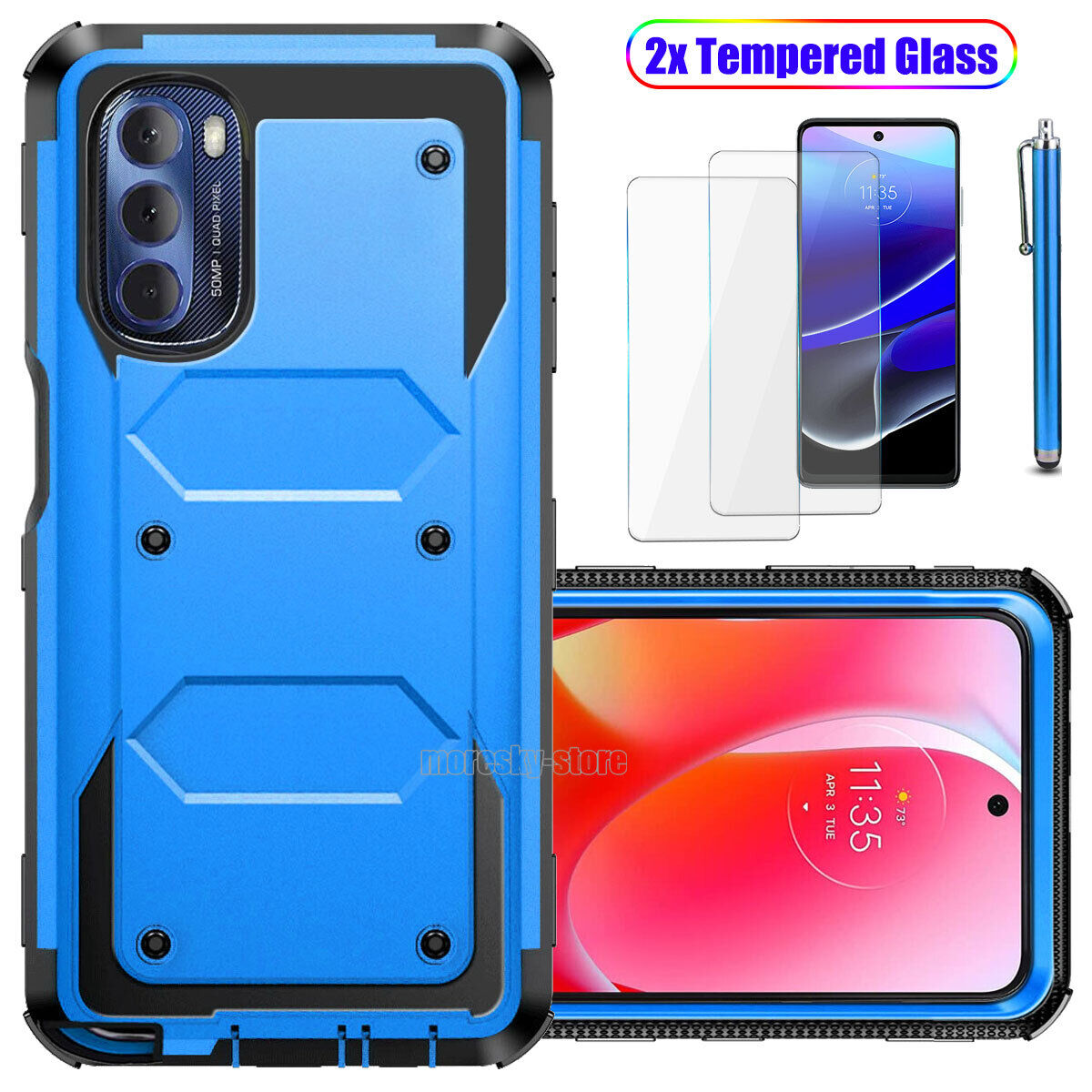 For Moto G Stylus (2022) Case Slim Shockproof Cover + Tempered Screen Protector