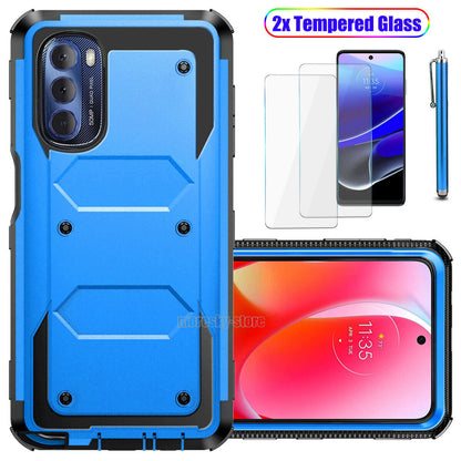 For Moto G Stylus (2022) Case Slim Shockproof Cover + Tempered Screen Protector