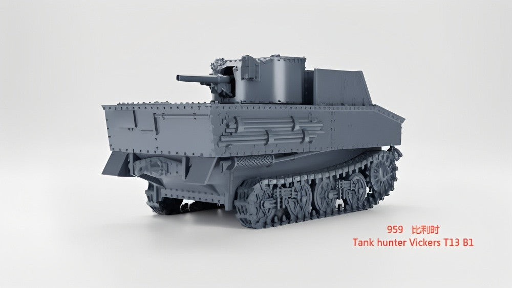 3D Printing 1/72 Belgian Tank hunter Vickers T13 B1 Unpainted
