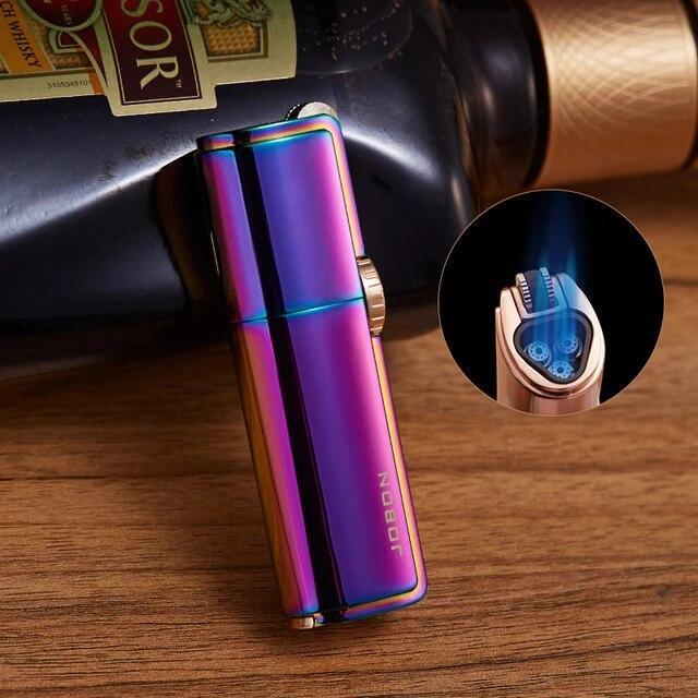 Jobon One Triple Torch Lighter Windproof Gas Butane Jet Flint Lighter 3 Nozzles