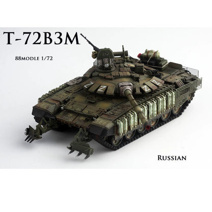 1/72 88MODLE Russian T-72B3M T72 Tank With Roof Battle Damage Edition Model