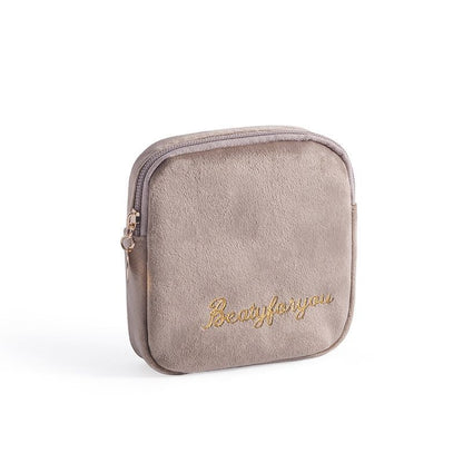 Cosmetic Bag Soft Velvet Make Up Storage Toiletry Package Travel Organizer Pouch