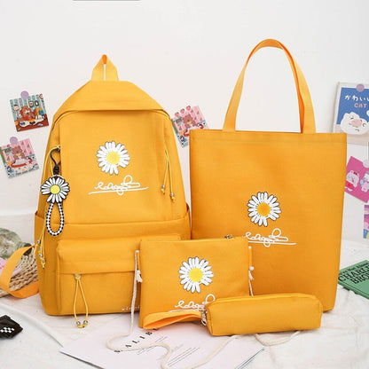 4Pcs/Set Women School Backpacks Schoolbag Teenagers Girls Student Book Bag Boys