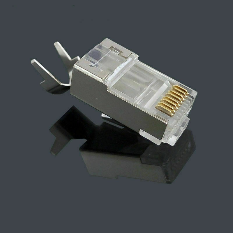 10Pcs 1.45mm Network Connectors RJ45 Cat7 Gold Plated FTP Modular Plug F