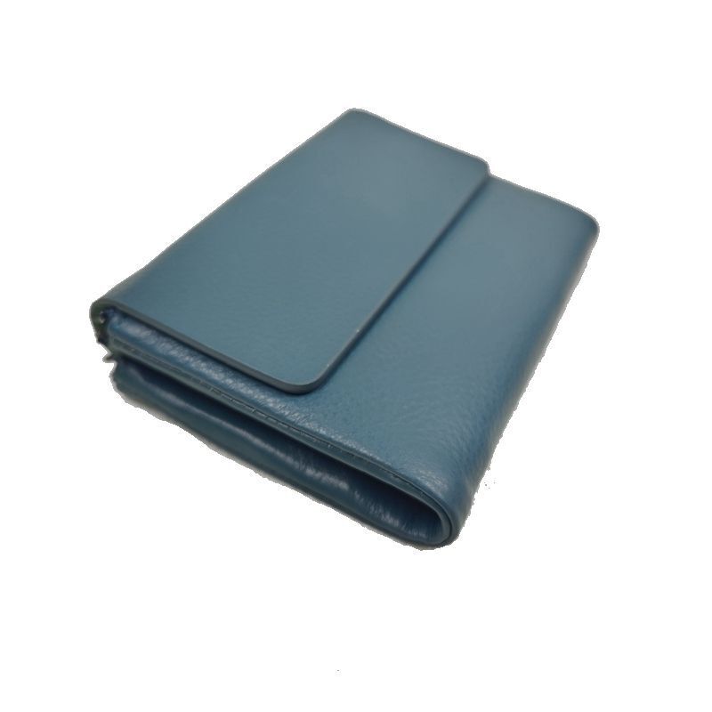 Soft Genuine Cow Leather Short Zipper Wallet Tri Fold Coin Card Holder Money Bag