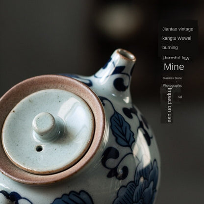 Blue and White Porcelain Teapot Handmade Ceramic Teapot Kung Fu Tea Set