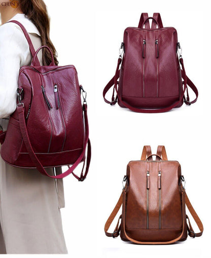 Women Backpack PU Bag Bucket Lady Shoulder Packs Backpacks Travel Rucksack