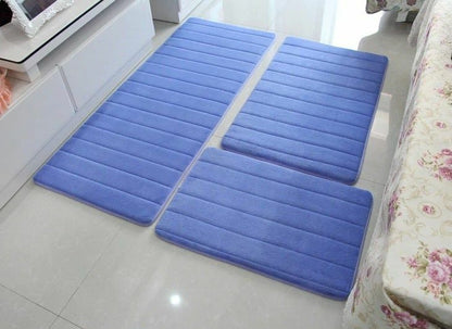 3Pcs/Set Memory Foam Bath Mat Modern Floor Anti-Slip Bathroom Rug Kitchen Carpet
