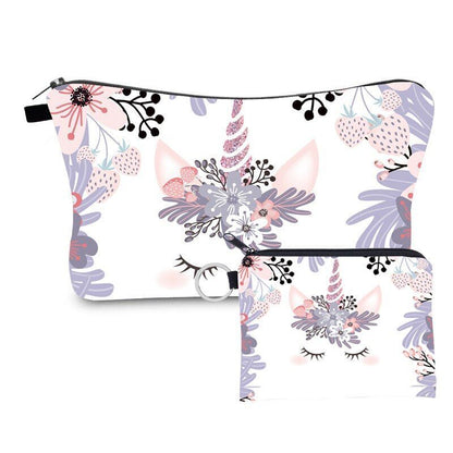 2 PCS Makeup Bag Animal Pattern Cosmetic Bag Set Women Combination Organizer Bag