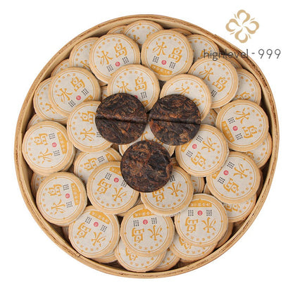 500g Ripe Pu'er Mini Tea Cake Yunnan Bingdao Ancient Tree Golden Bud Leaf Tea