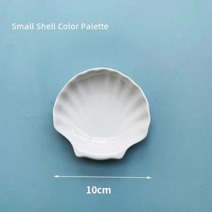 Watercolor Palette Ceramic Oil Painting White Porcelain Shell Color Mixing Plate