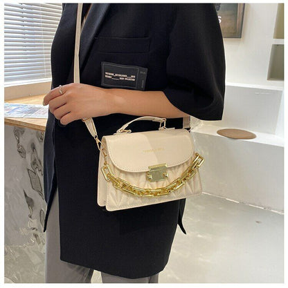 Thick Chain Handbags New Female Embroidery Shoulder Bags PU Flap Crossbody Bags