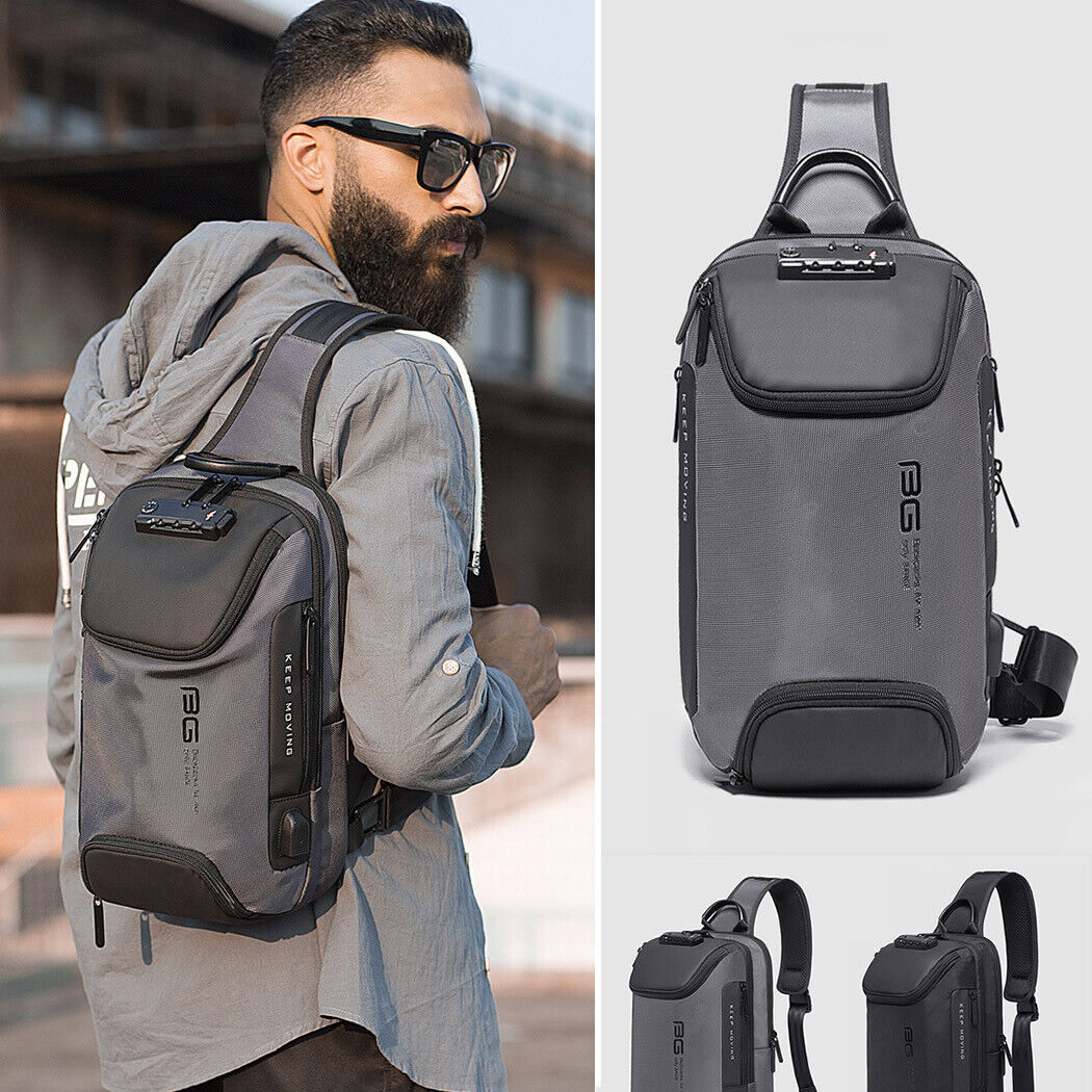 TSA Lock Charging Port Water Resistant Chest Pack Sling Bag One Strap Backpack