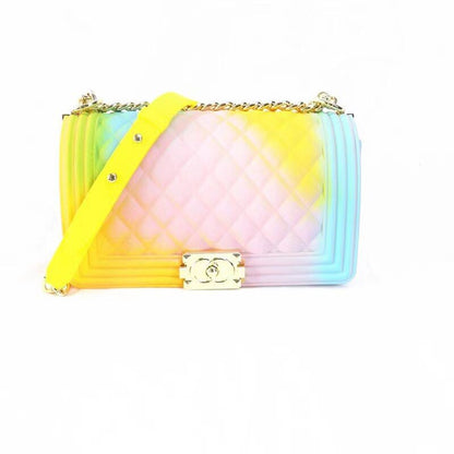 Yellow Green Pink Jelly Bag Multicolored fashion purse Crossbody Chain Bastex
