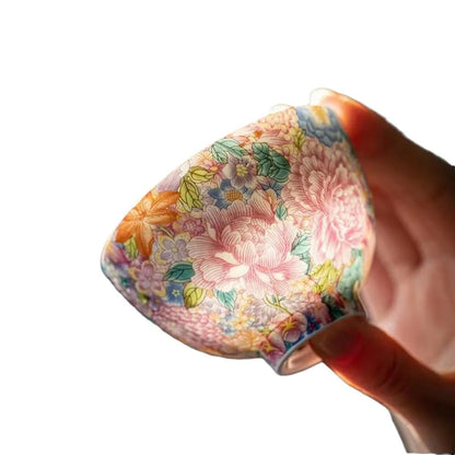 Fat Mutton Jade Porcelain Tea Pot Ball Shaped Infuser Tea Cup Saucer Colorful