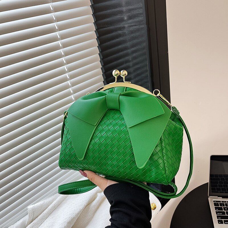 Handbag With Thick Bow Pleated Shoulder Clutch Purses Crossbody Bag 20*23*14 CM