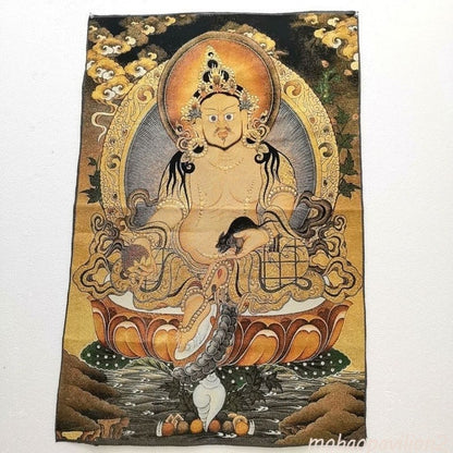 Buddha Tibet Nepal Thangka Statue Brocade Silk Embroidered Heavenly King Statue