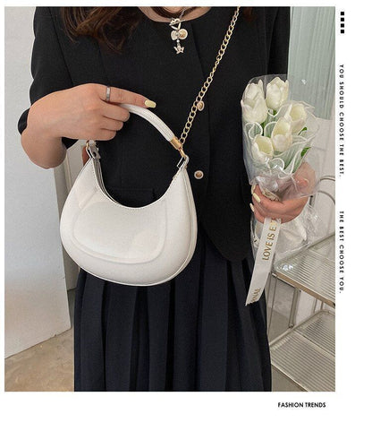 Tote Purse Luxury Handbag Small Pink Black Half Moon Shopping Shell Polyester
