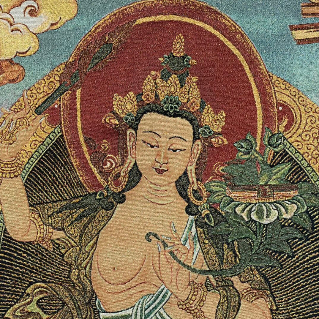 Ancient Tangka Embroidery Guanyin Bodhisattva in Tibet, China 60*90CM（文殊菩萨）