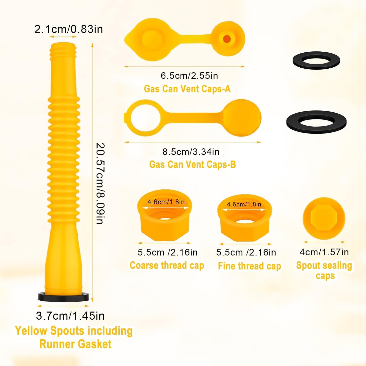 Replacement Gas Can Spout Nozzle Vent Kit for Plastic Gas Cans Old Style Cap