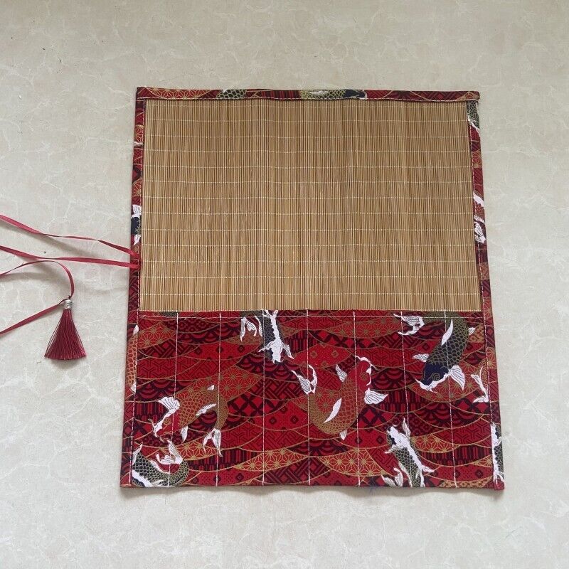 Retro Painting Brushes Holder Storage Bamboo Rolling Bag Calligraphy Pens Case
