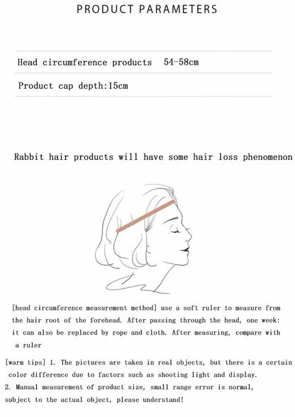 Hats Women Draping Rabbit Ears Rabbit Fur Autumn Winter Knitted Wool Warm Cotton