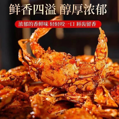 Seafood Snacks. Spicy Small Sea Crab, Small Sea Shrimp, and Bay Lobster