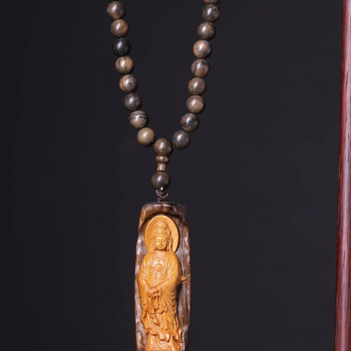 108 Natural Wood Prayer Beads Buddhist Guanyin Blessing Meditation Mala Necklace