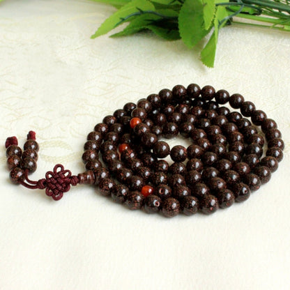 8Mm Tibetan Buddhism 108 Red Dot Star Moon Bodhi Prayer Pearl Mara Necklace -
