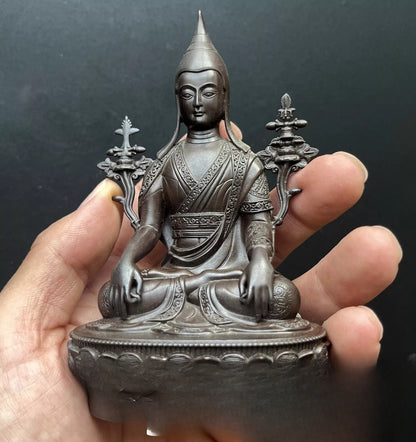 4.8" Brass Tibetan Longchen Rabjampa Statue Longchenpa Buddhism Feng Shui Decors