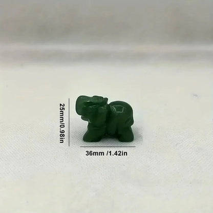 36mm Chinese Jade Ston Luck Elephant Fortune Feng Shui Statue Office Ornament