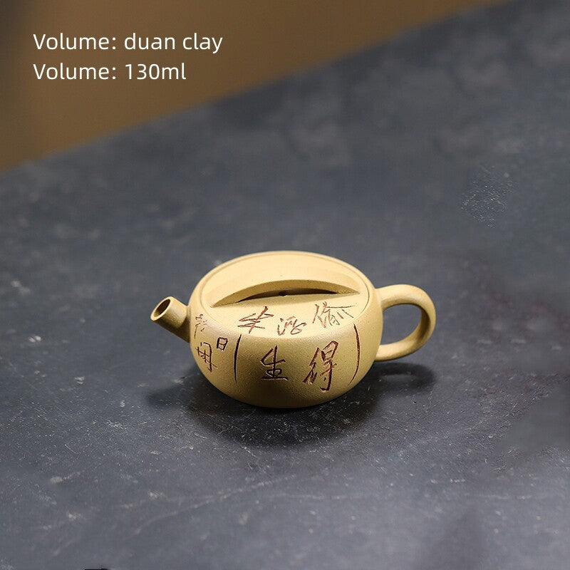 Full Handmade Tea Pot Hand Carved Real Yixing Zisha Clay Master Pot Big Mouth