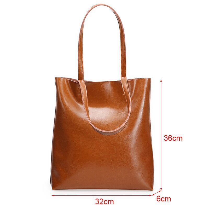 Cow Leather Bag Handbags Large Vintage Female Shoulder Bags Tote Purse Polyester