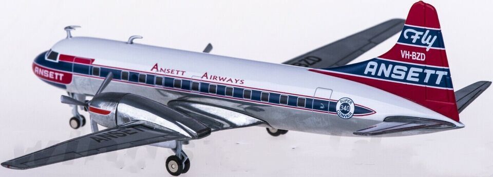1:200 Herpa Ansett Airways Convair CV-340 Passenger Airplane Diecast Plane Model