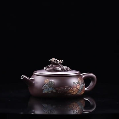 Original Ore Yixing Zisha Purple Clay Tea Pot Marked 9 Infuser Holes Handmade