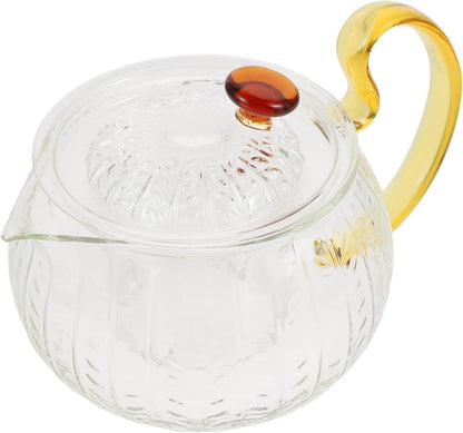 550ml White Tea Kettle Glass Teapot Handle Crystal Clear Stovetop Microwave