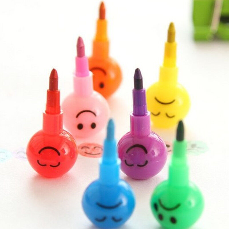 Crayons 7 Colors Pen Haws Cartoon Smiley Graffiti Stationery nice Gifts For Kids