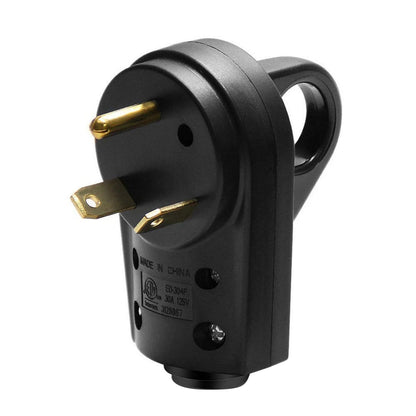 30A RV Replacement Male Plug with Strain Relief & Easy Unplug Handle for Camper