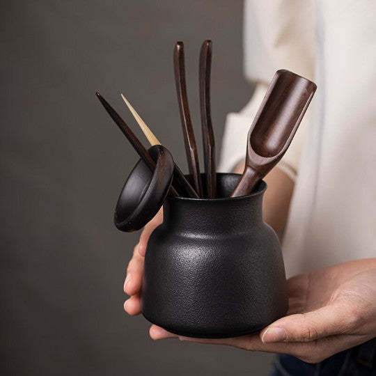 Black Crockery Ceramic Tea Ceremony Set Tea Accessories