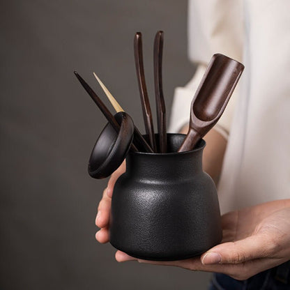 Black Crockery Ceramic Tea Ceremony Set Tea Accessories