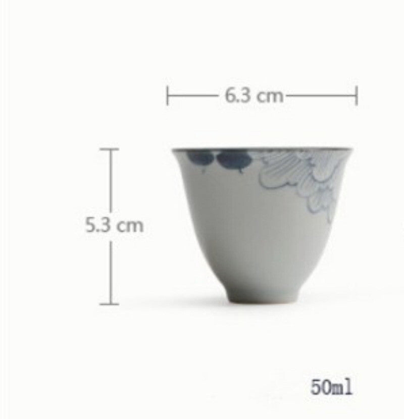Ceramic Hand Painted Hibiscus Teacup Porcelain Master Tea Cup Handmade