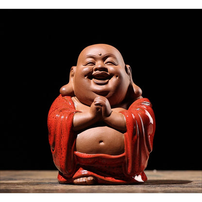 Big Belly Laughing Buddha Purple Sands Tea Pet 12.8cm Buddha decor tea ceremony