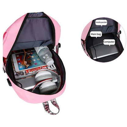 Nylon Women Accessories School Backpacks Anti Theft USB Charge Backpack Girl Bag
