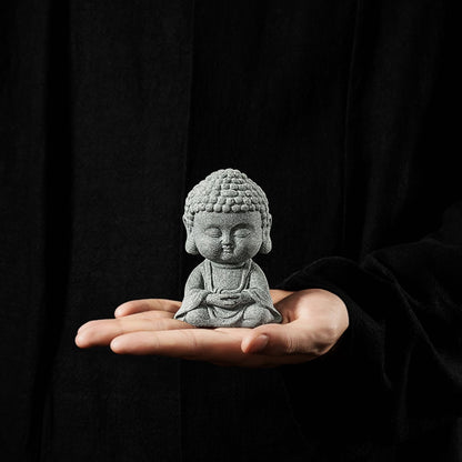 Green Sandstone Buddha Statue Tea Pet 9.5cm 3.7in Kung Fu Tea Tray Accessories