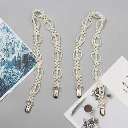 Women Waist Corset 69x2cm Fashion Pearl Chain Decoration Suspender Trouser Strap