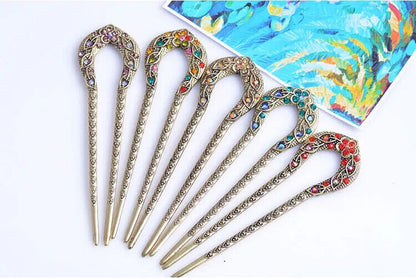 Women Hair Accessories Antique Bronze Plated Hairpins U-Shape Hair Stick Jewelry