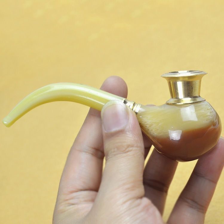 Yellow Horn Pipe Super Filter Cigarette Holder Can Be Cleaned and Recycled 1pc