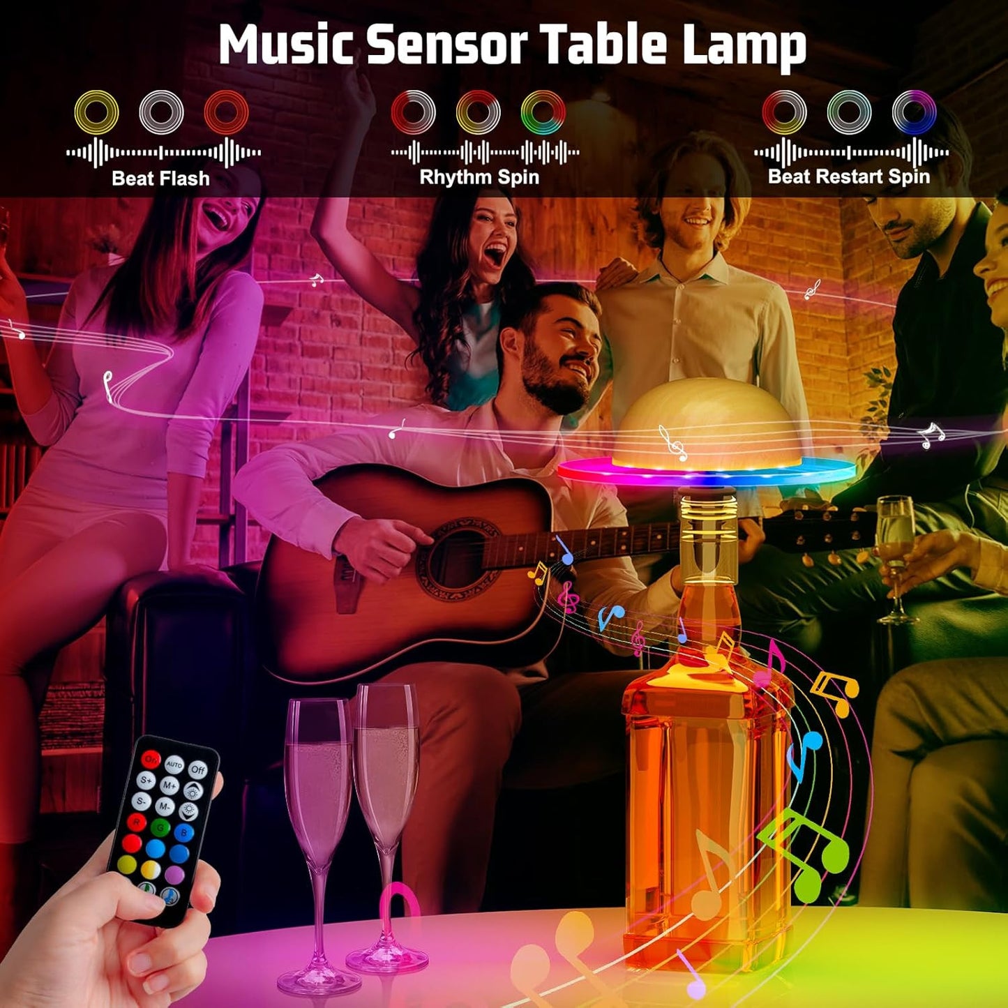 Nreonrick Wireless Bottle Lamp,Rgb Table Lamp, Dimmable Color Changing Desk Lamp